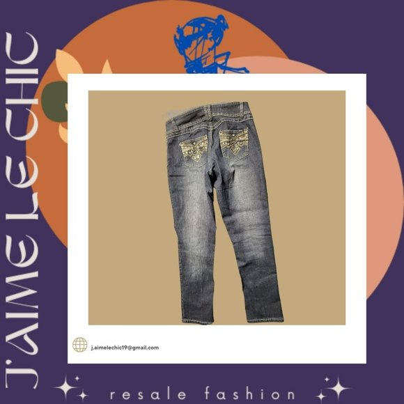 Angel Jeans Dark Washed Jeans with Decorated Pockets - Picture 4 of 4